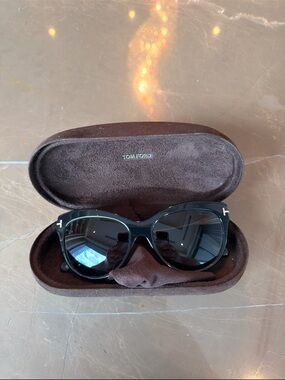 Tom Ford Black Cat-Eye Sunglasses with Dark Lenses